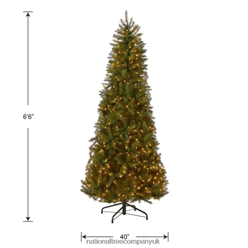 Trees | National Tree Company Pre-Lit Artificial Slim Christmas Tree Green White Lights Includes Stand 65 Feet F2L4F132